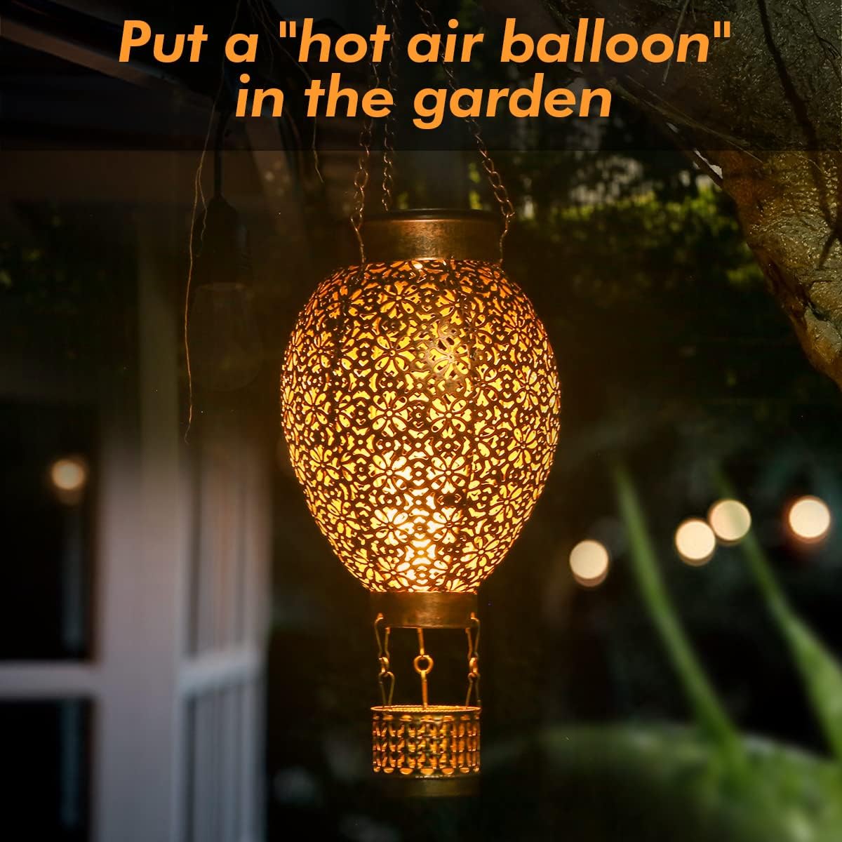 Thumbnail 3 de Solarlaterne Außen JOYCREATOR - Heißluftballon LED Metall-Laterne, IP65 wasserdicht