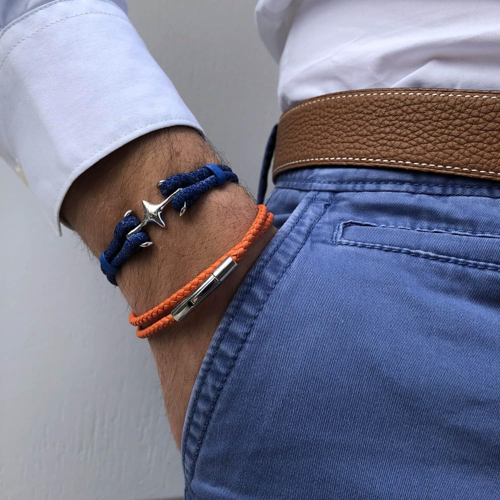 Thumbnail 2 de Les Poulettes Bijoux bracciale uomo in cuoio intrecciato a doppio giro