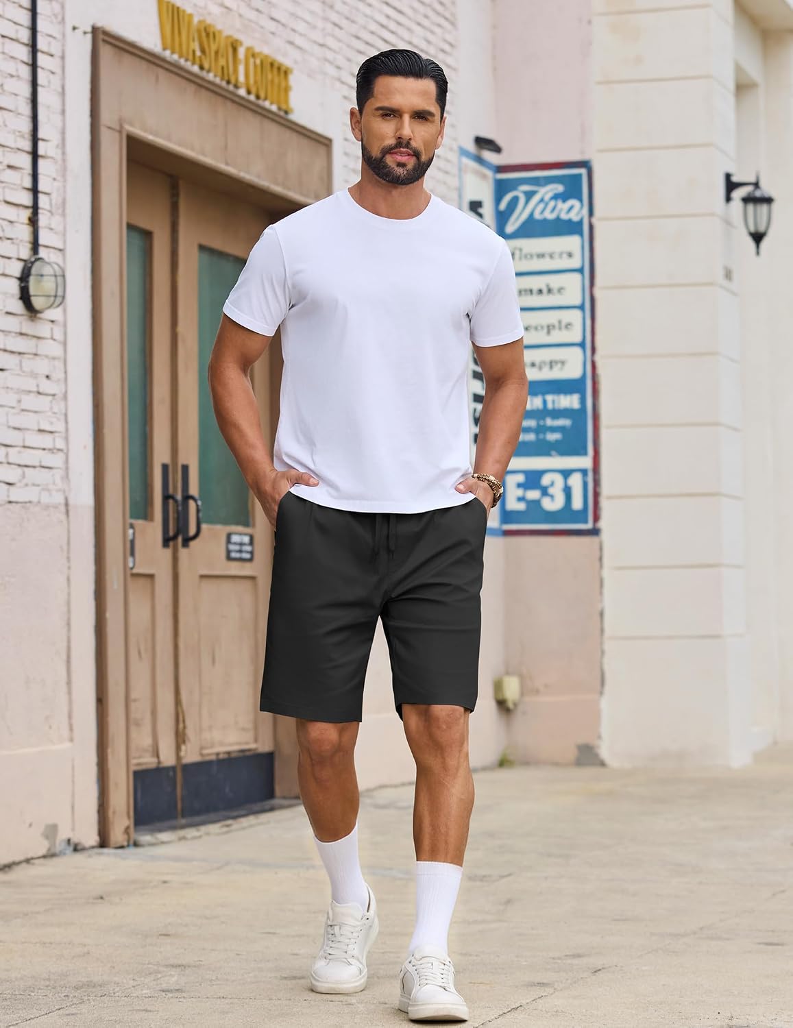 Thumbnail 3 de COOFANDY Men's Casual Cotton Drawstring Shorts: Lightweight 9" Chino Golf Shorts
