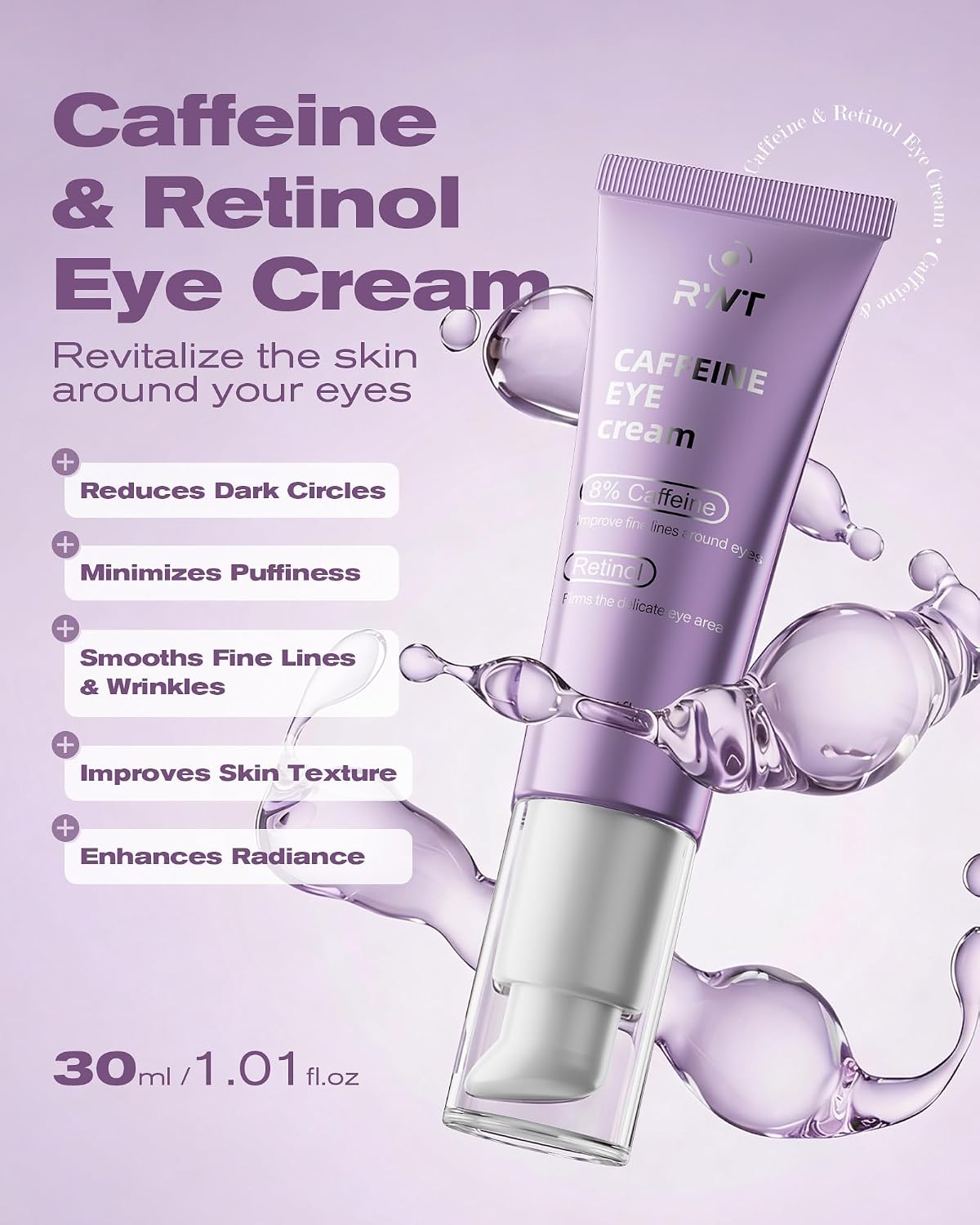 Detalle 2 de RWT 8% Caffeine Eye Cream with Retinol, Unscented, 30 mL