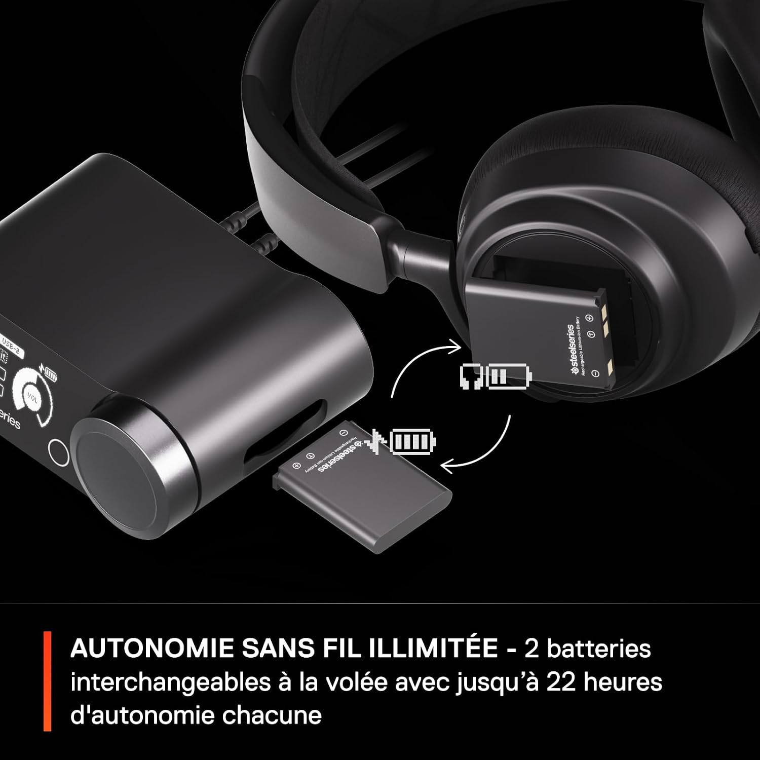 Detalle de SteelSeries Arctis Nova Pro Wireless – Casque gaming multi-système avec ANC et double batterie