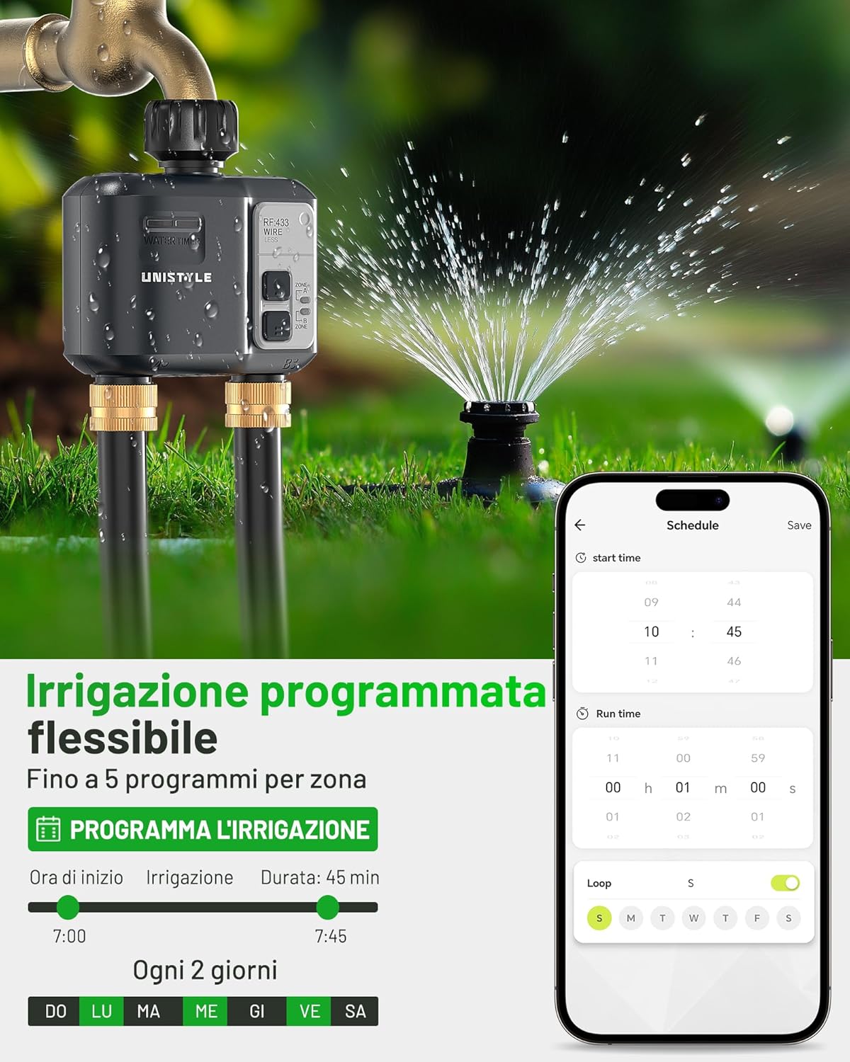 Thumbnail 2 de Centralina Irrigazione WiFi 2 Vie | Controllo remoto e gestione a due zone per giardino