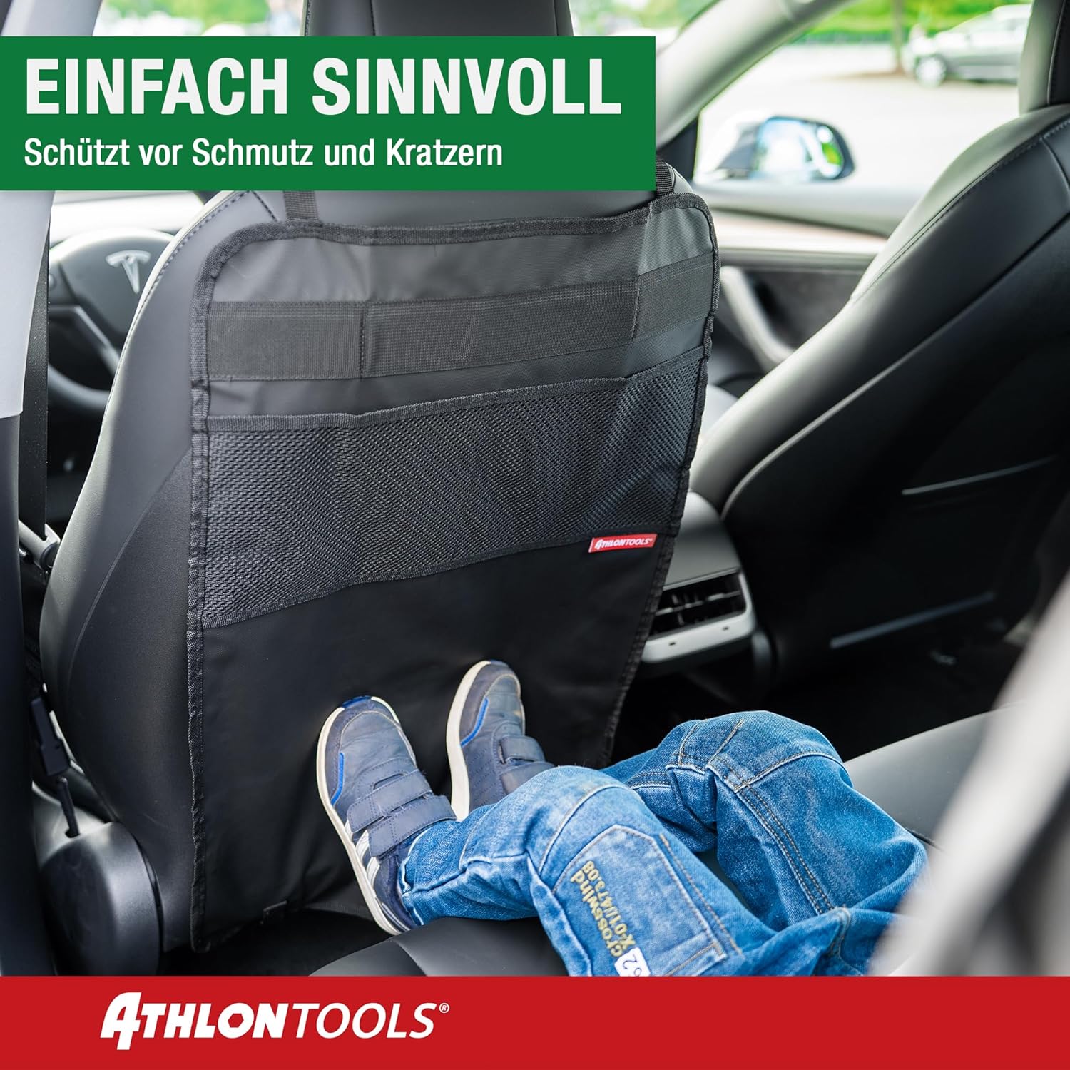 Detalle de ATHLON TOOLS Rückenlehnen-Schutzmatte (beschichtet) mit Netztaschen – schmutz- & wasserabweisend