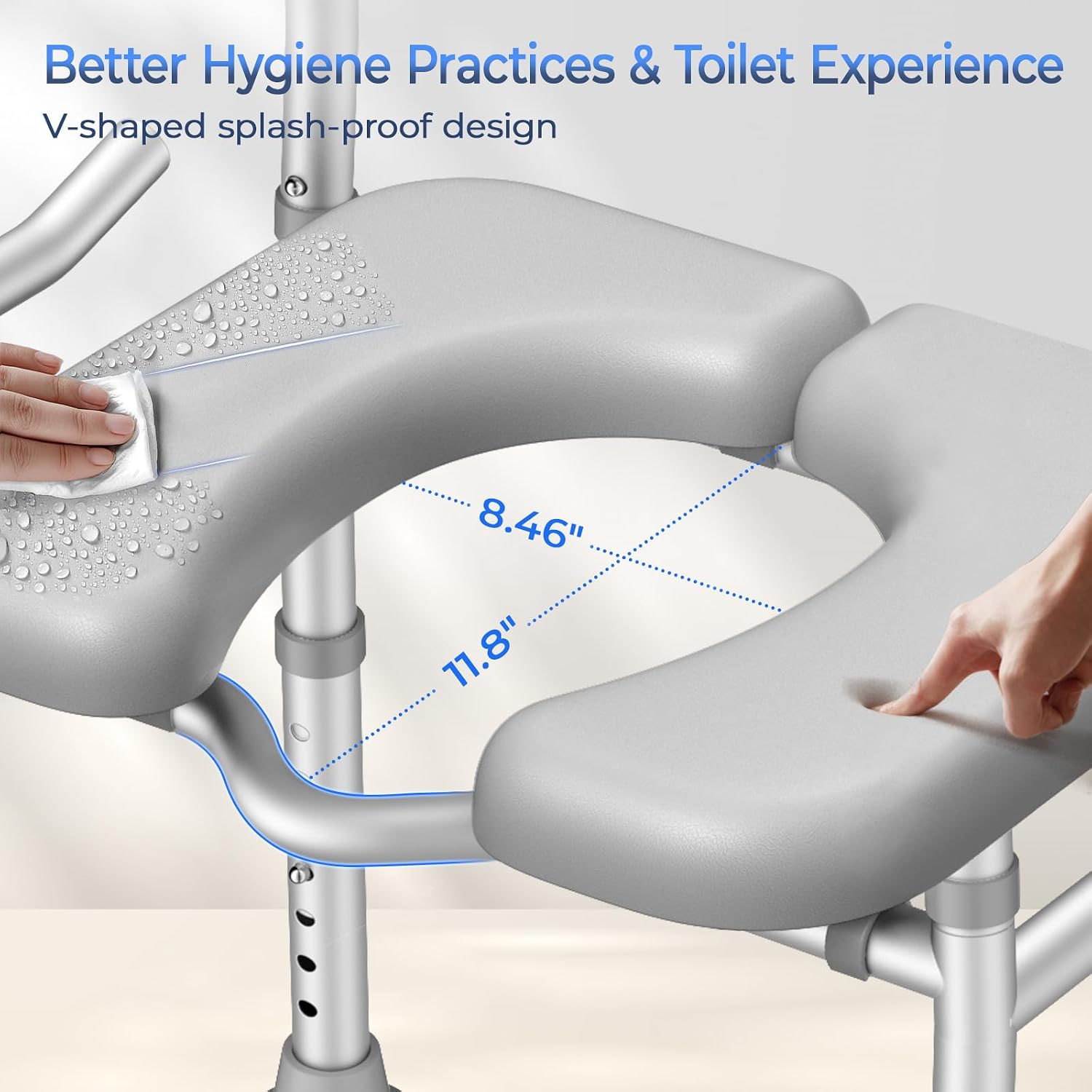 Detalle de KingPavonini Raised Toilet Seat with Handles, 500 lbs Capacity, Adjustable Height & Width