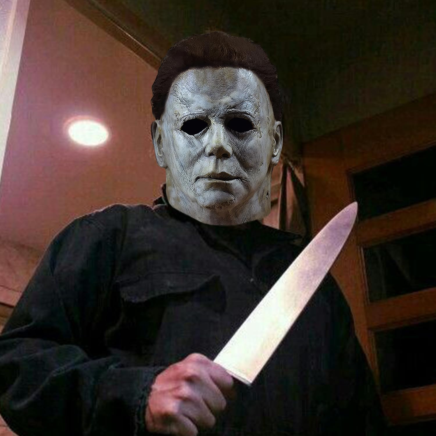 Detalle 2 de CSUJEE Michael Myers Mask, Natural Latex Halloween Cosplay Mask