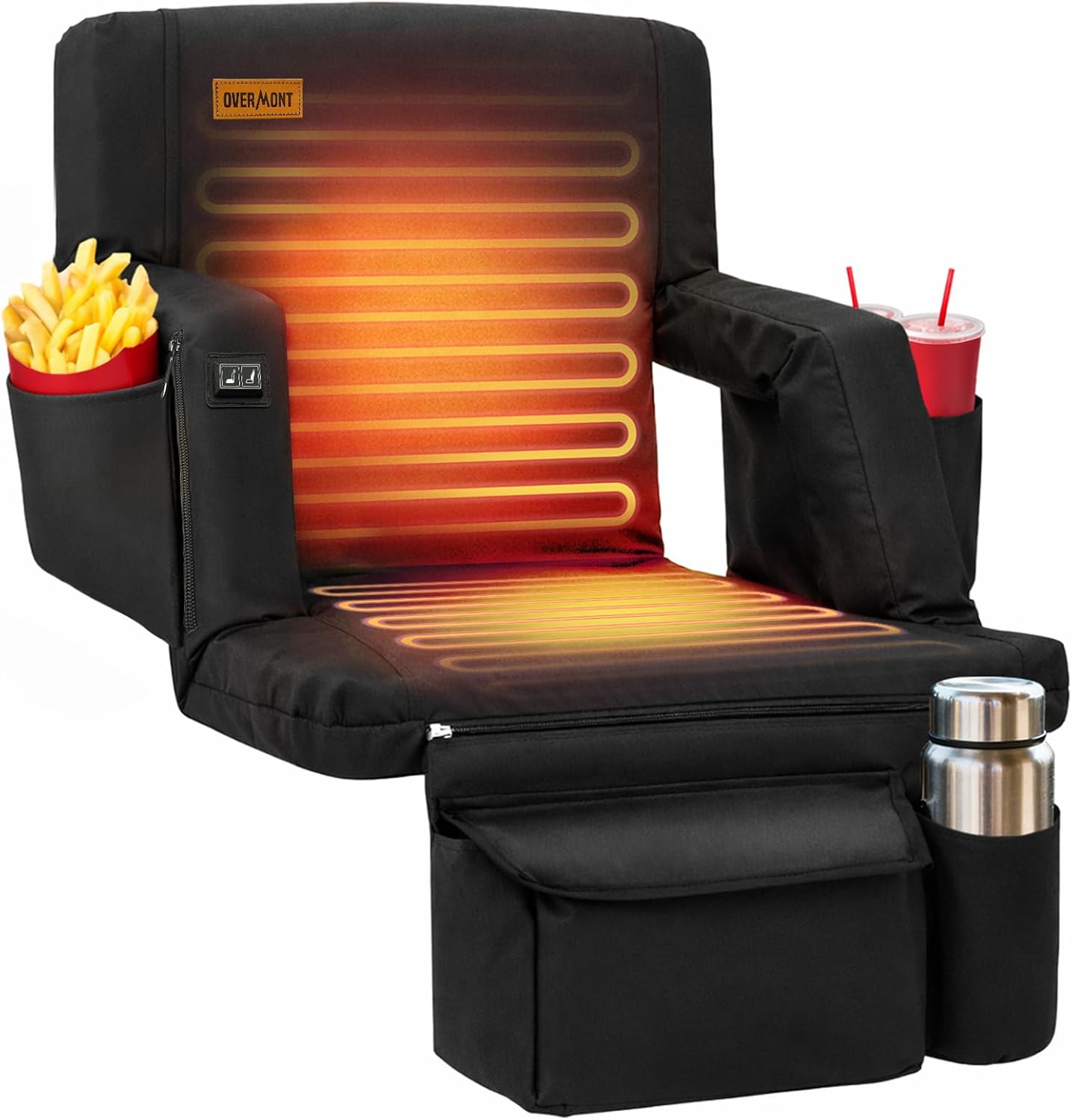 Detalle de Overmont Stadium Seats-Single-H Heated Stadium Seat, Dual-Zone Heat, 6 Recline Positions