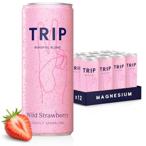 TRIP Calm Magnesium Drink, Wild Strawberry (12-pack) – Alcohol Free Mocktail for Relaxation