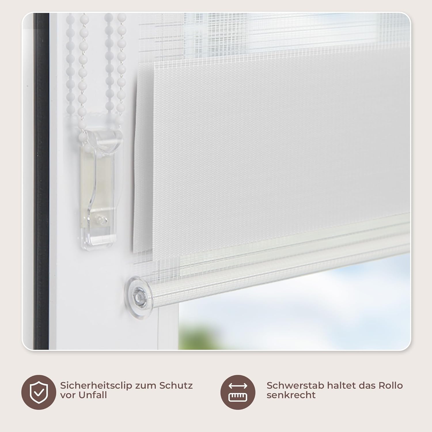 Thumbnail 2 de Allesin Doppelrollo Klemmfix – Ohne Bohren & mit Bohren, 95 cm x 130 cm, Weiß