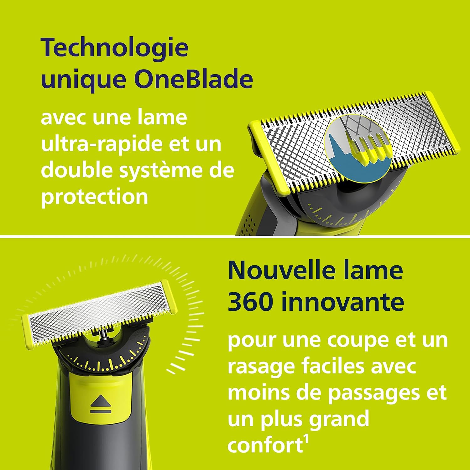 Detalle de Philips OneBlade 360 tondeuse visage et corps 2 lames 360