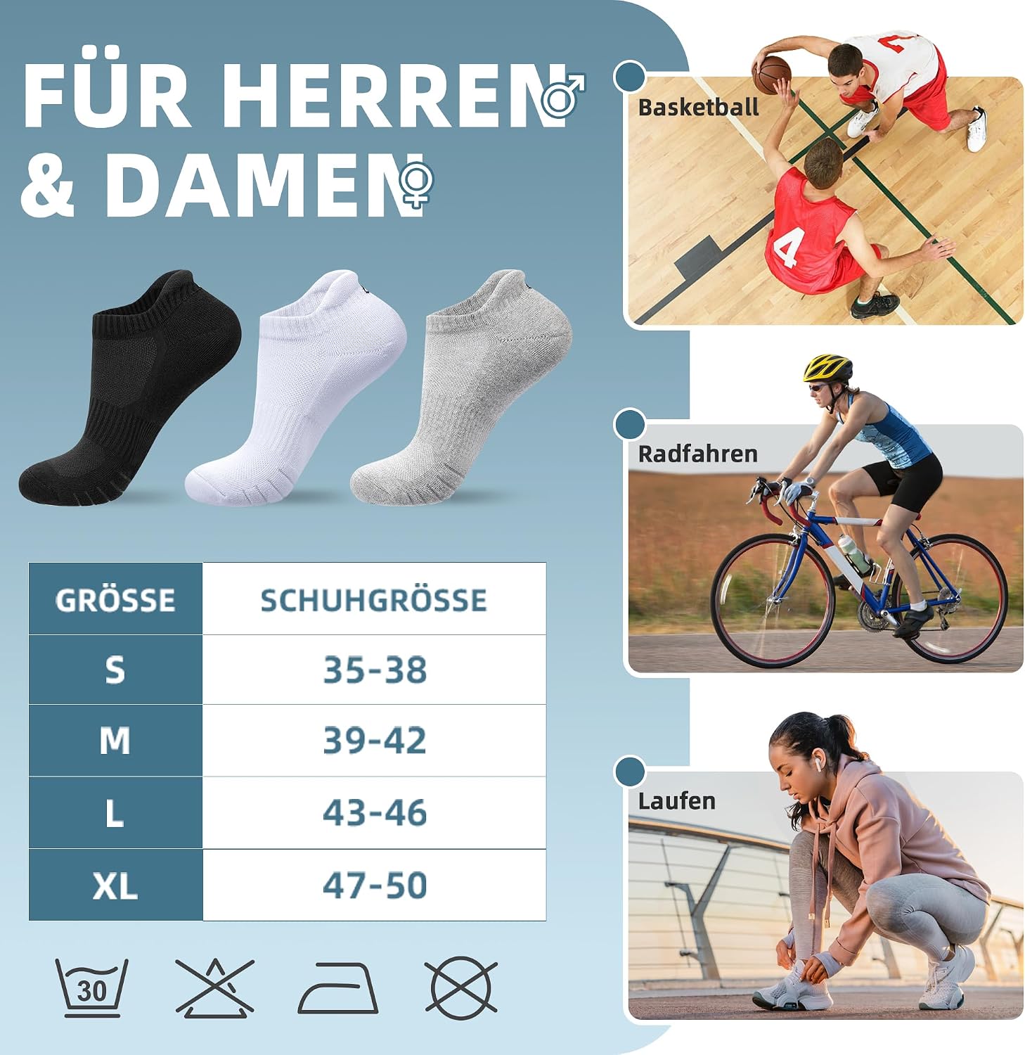 Thumbnail 6 de anqier Sneaker Socken 6 Paar, Größenmix