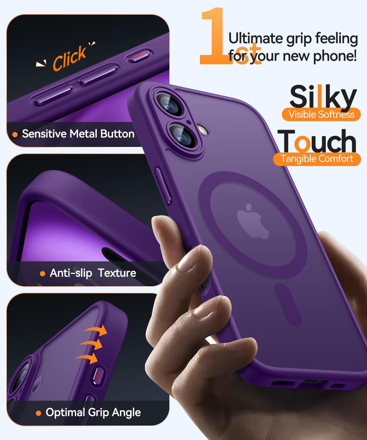 Thumbnail 4 de CANSHN Coque Magnétique pour iPhone 16 Plus (6,7'') — Protection complète de la caméra, Violet foncé