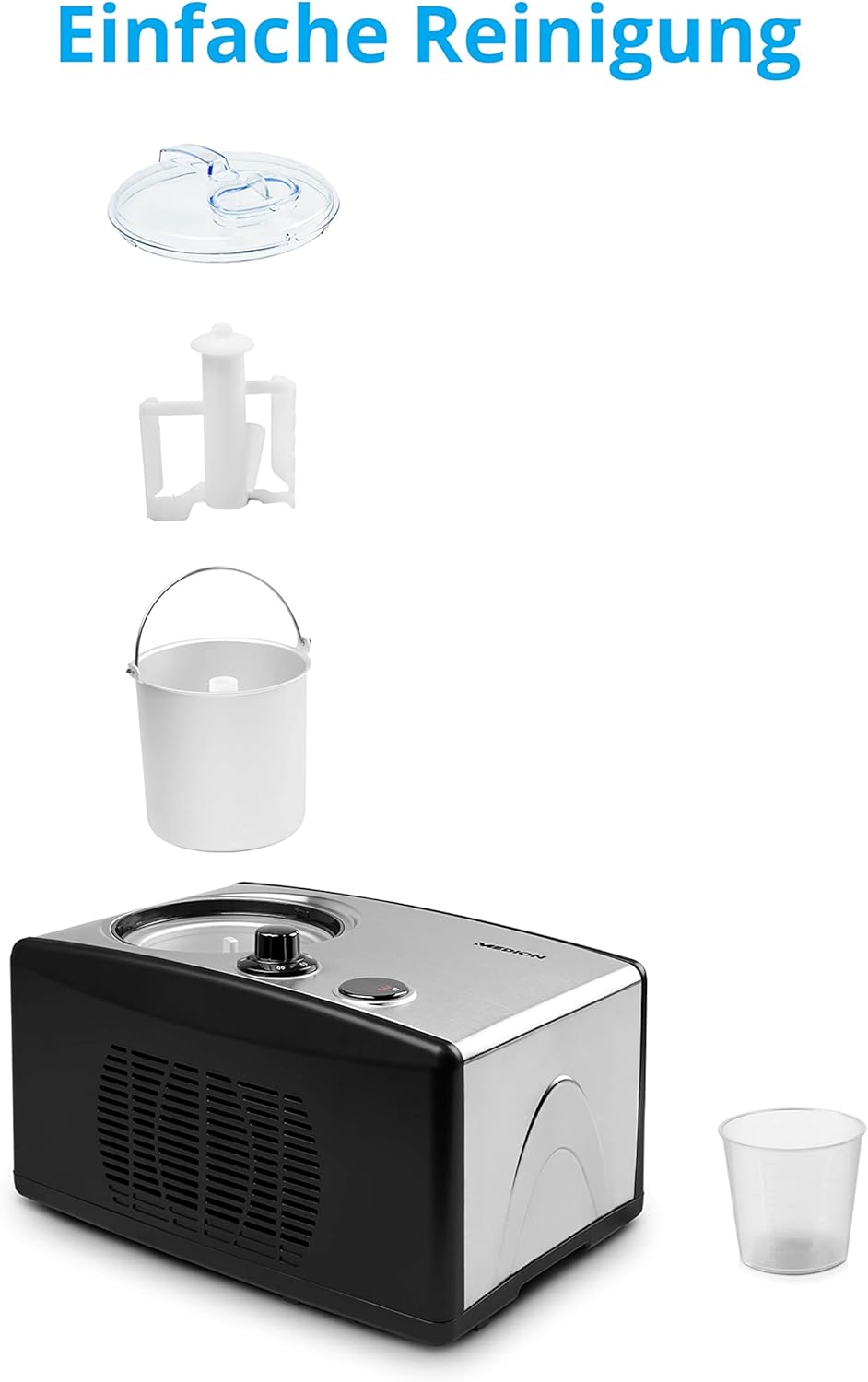 Thumbnail 5 de MEDION Eismaschine mit Kompressor MD 18387 (selbstkühlend) – 1,5-Liter-Alubehälter, für Eiscreme & Sorbet