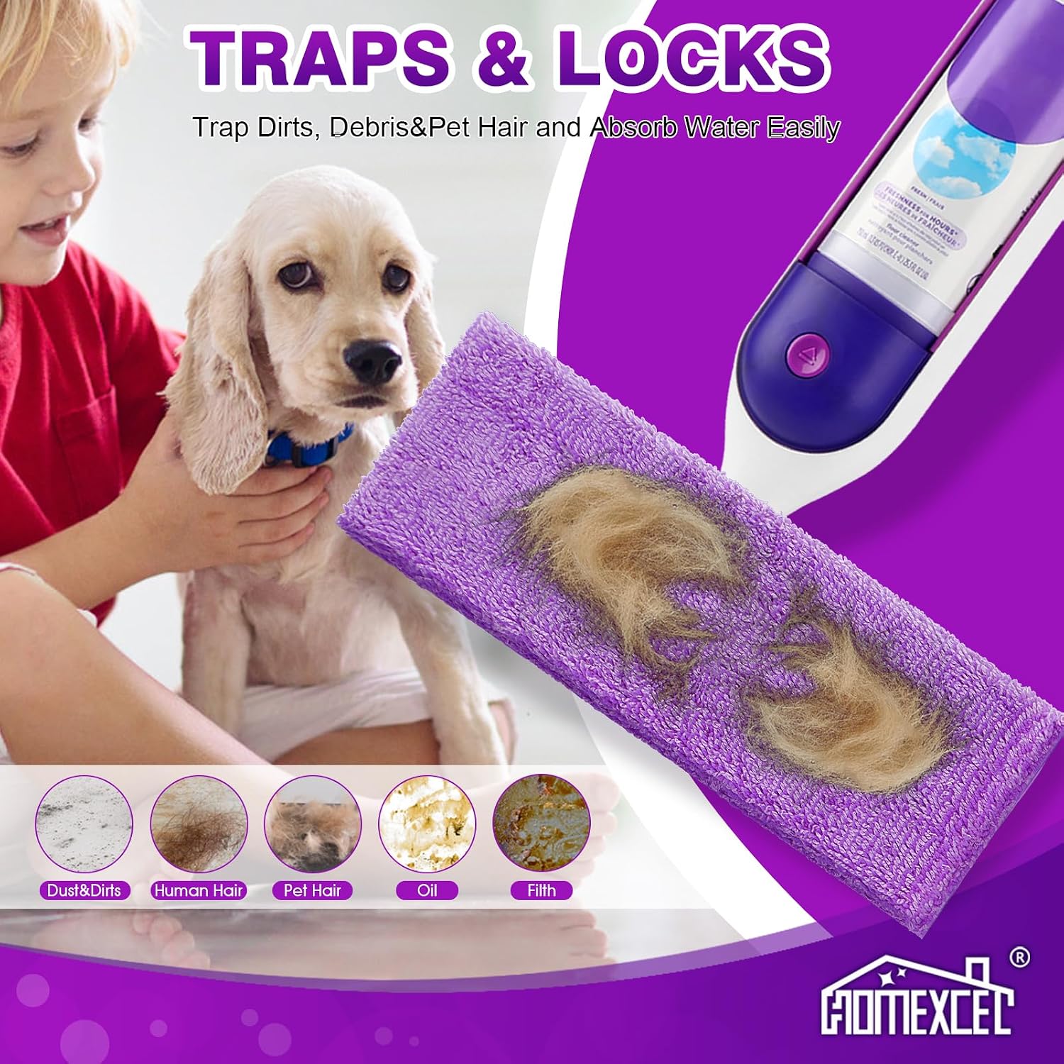 Thumbnail 5 de HOMEXCEL Reusable Microfiber Mop Pads 8-pack 🧹