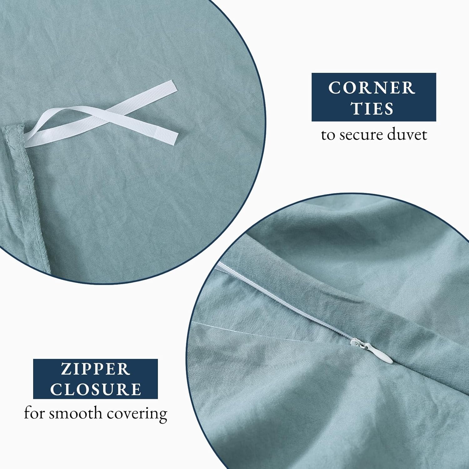 Detalle 2 de LANE LINEN Single Duvet Cover Set French Blue – Pre-Washed Soft Microfibre Polyester