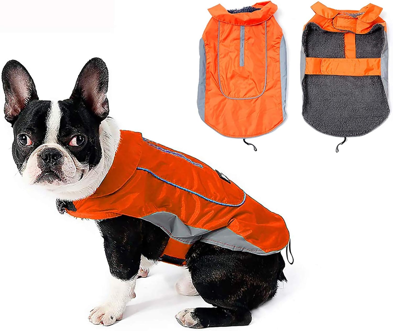 Detalle de Morezi Dog Warm Coats Jacket - Waterproof Coat with Harness Hole for Small to Medium Dogs (Orange, Size S)