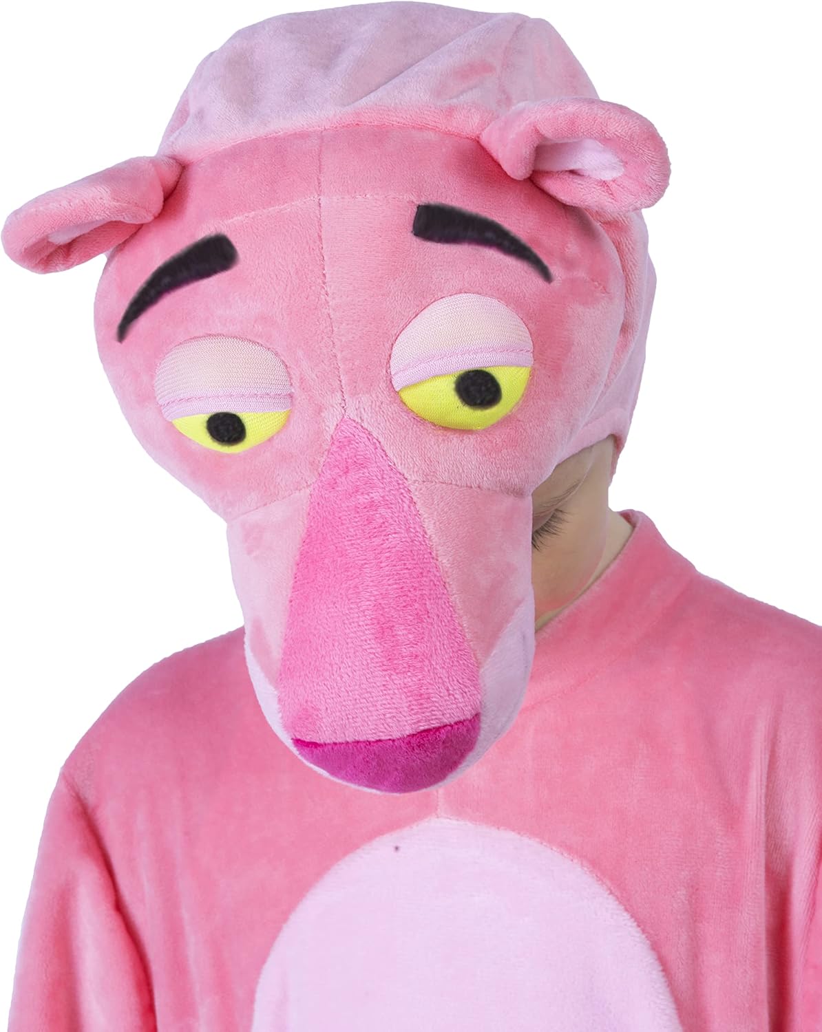 Detalle de Pink Panther pluszowy kostium dziecięcy 5–7 lat z czapką i odpinanym ogonem