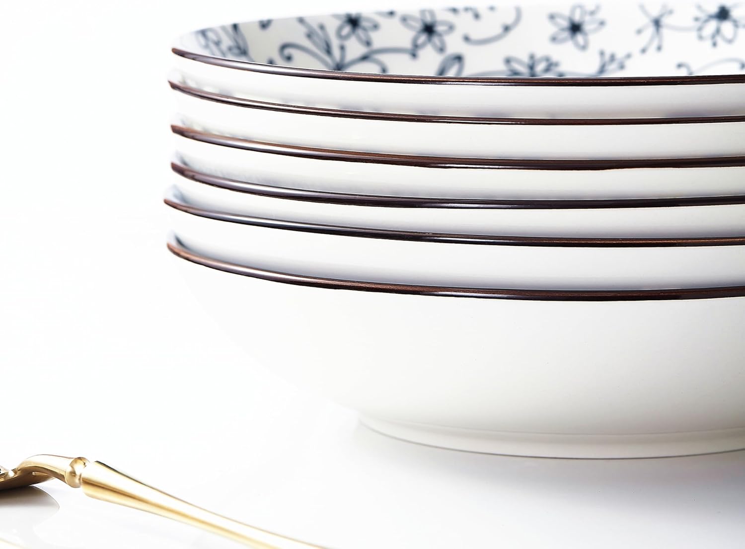 Thumbnail 6 de Ceramic 1100ml Salad Bowls Set of 6 – 9 inch Blue and White Trifle Bowls for Fruit, Salad and More