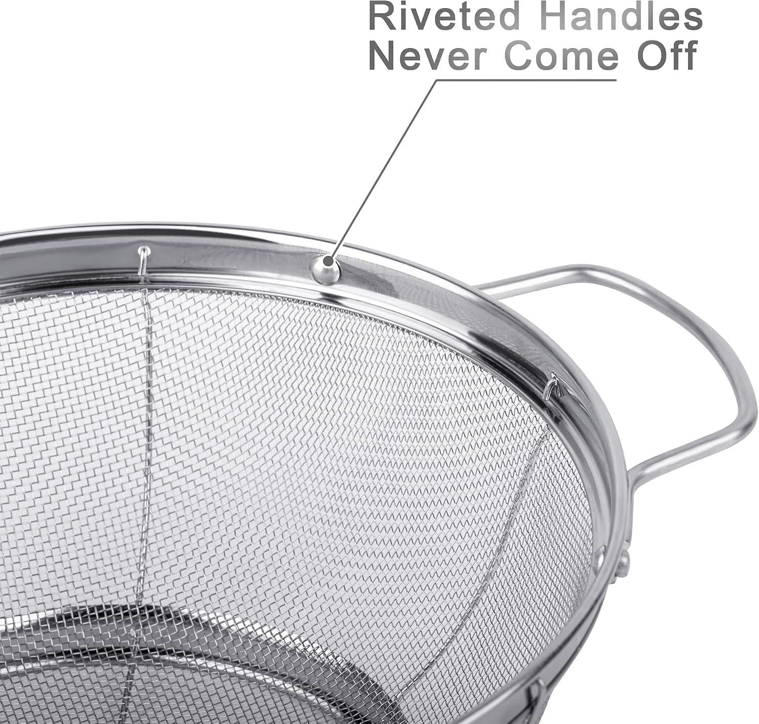 Thumbnail 2 de 3-Pack 18/8 Stainless Steel Colander Sieves (5-Quart, 4-Quart, and 3-Quart) with Handles & Resting Base