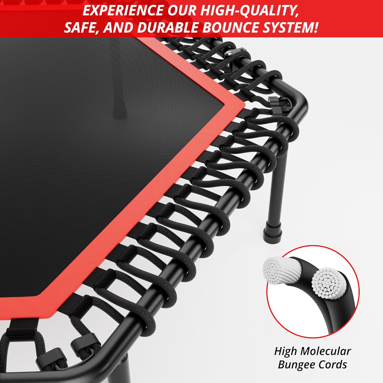 Detalle de RYGEO 50'' Fitness Trampoline: A Practical Rebounder for Home Workouts