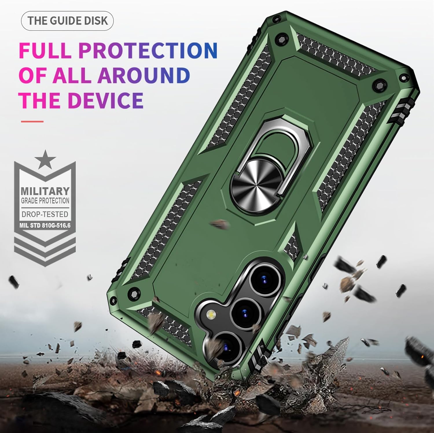 Thumbnail 2 de Auzuoton Samsung Galaxy S24 Case (Army Green) with 360° Rotatable Kickstand & Screen Protector