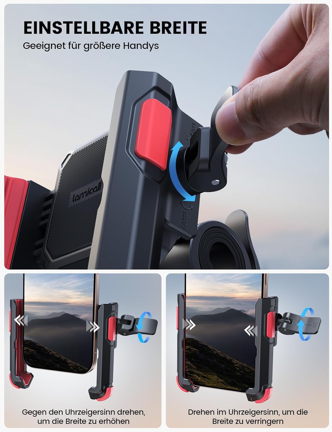 Thumbnail 3 de Lamicall Fahrrad Handyhalterung für Motorrad & Fahrrad – 360° drehbarer Smartphone-Halter am Lenker