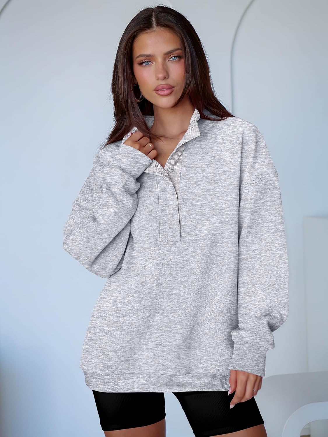 Thumbnail 1 de ANRABESS Oversized Henley Sweatshirt