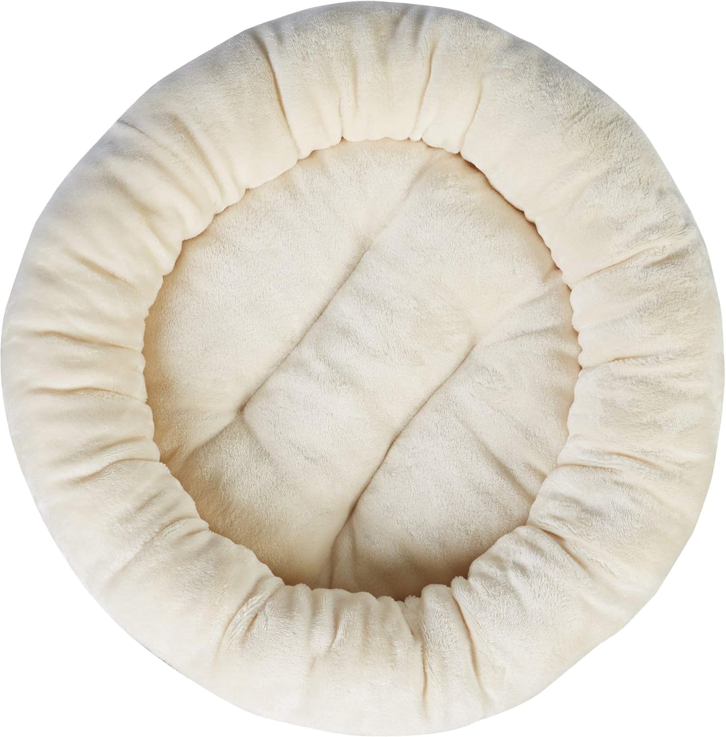 Thumbnail 1 de Amazon Basics Round Bolster Pet Bed for Dog or Cat with Flannel Top (50 x 50.8 x 15.2 cm) – Brown and Ivory