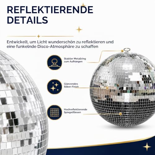 Detalle de Youdepot 30 cm Discokugel mit Spiegelmosaik zum Aufhängen