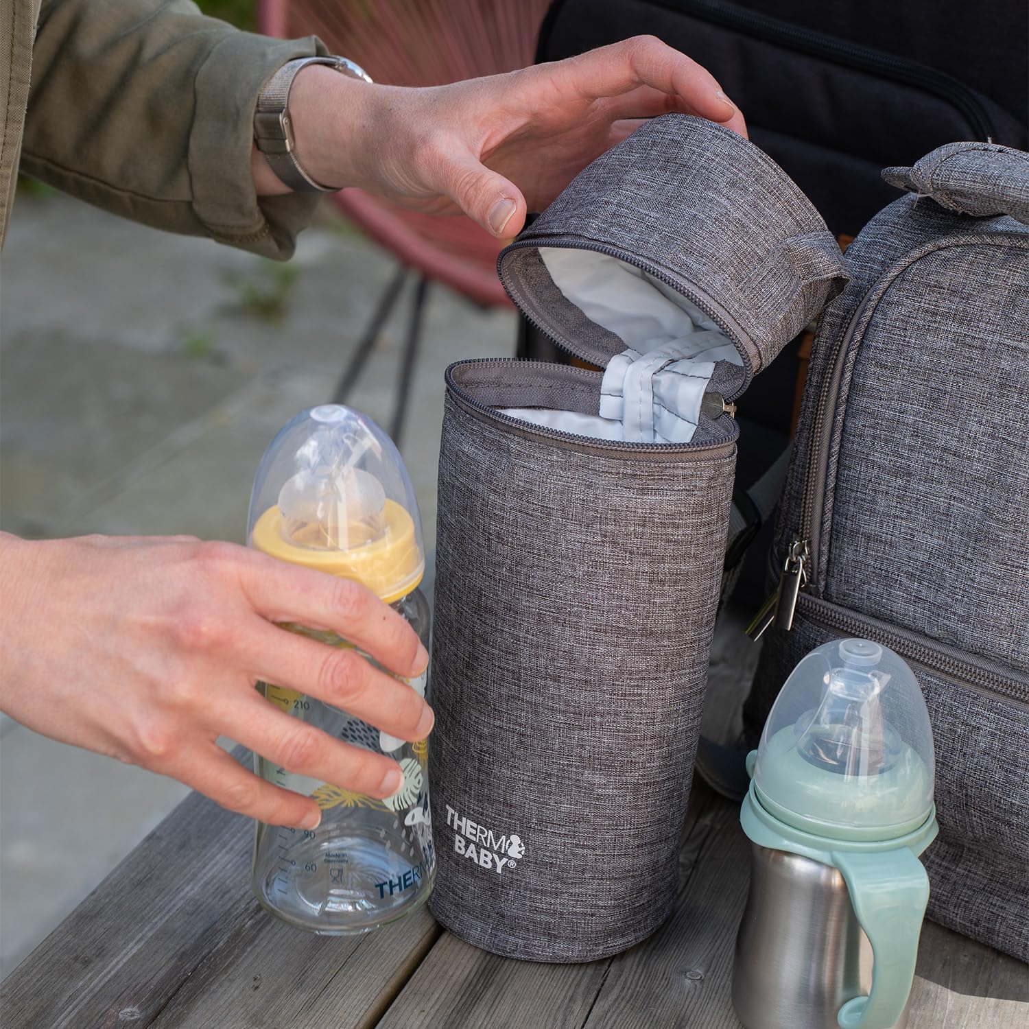 Thumbnail 5 de Porte-biberon THERMOBABY isotherme gris chiné – grande capacité pour déplacements