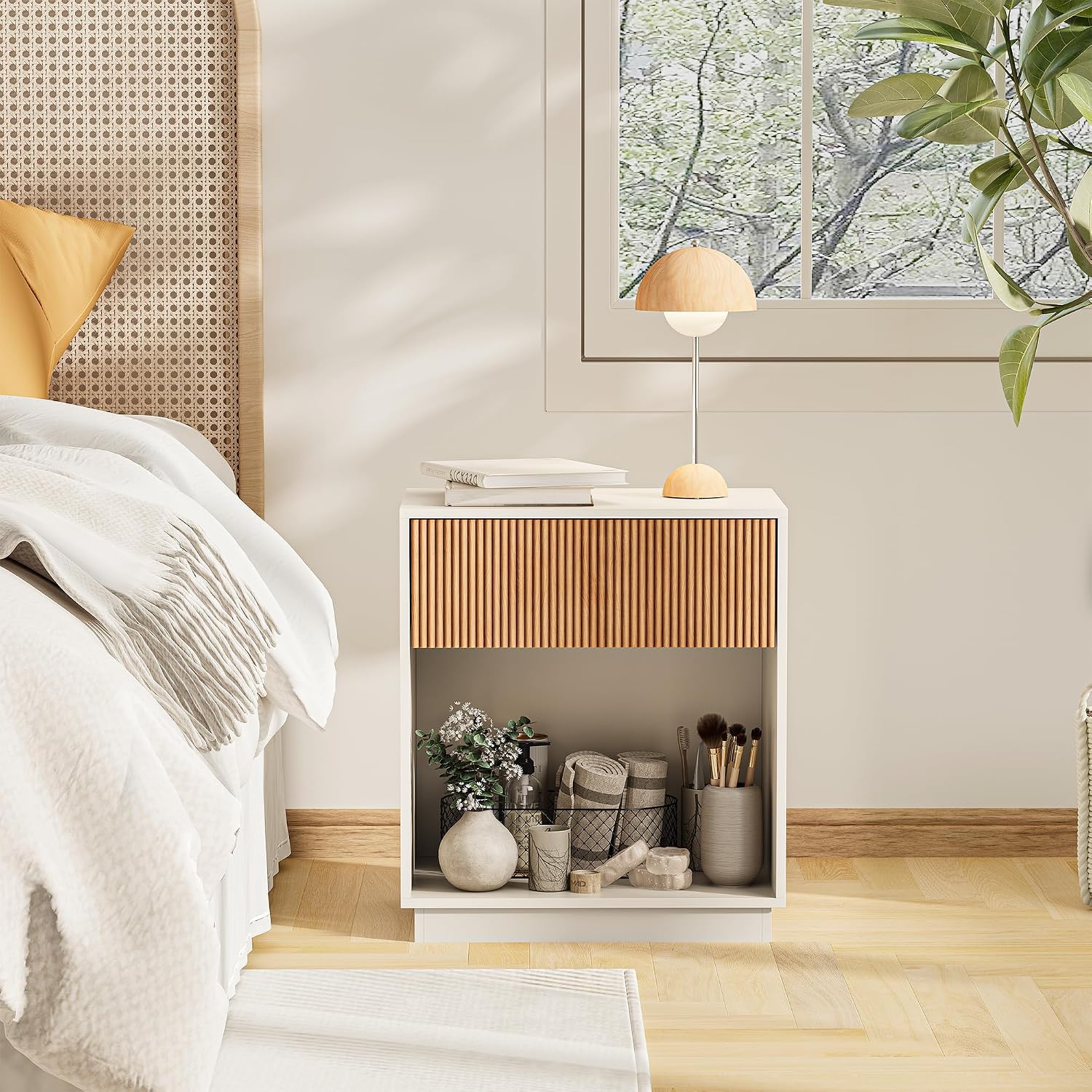 Thumbnail 6 de Fluted Nightstand Set, White Oak