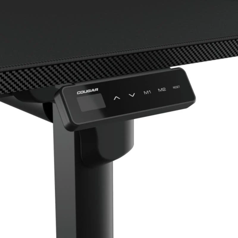 Detalle de Mesa Gaming Cougar 180 cm - fibra de carbono, ajuste eléctrico y acabado negro