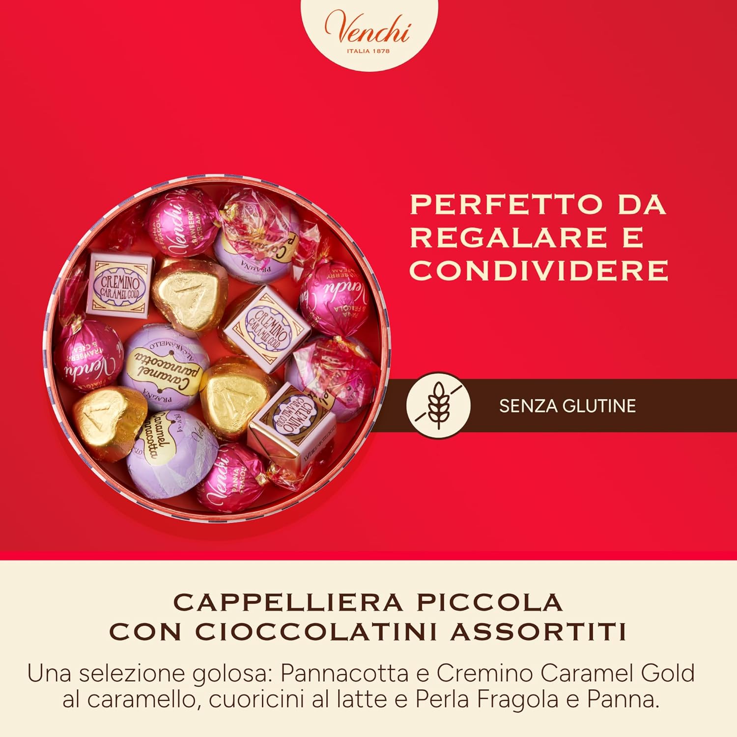 Detalle de Venchi Cappelliera con 16 Cioccolatini Assortiti, 200 g – senza glutine e senza coloranti