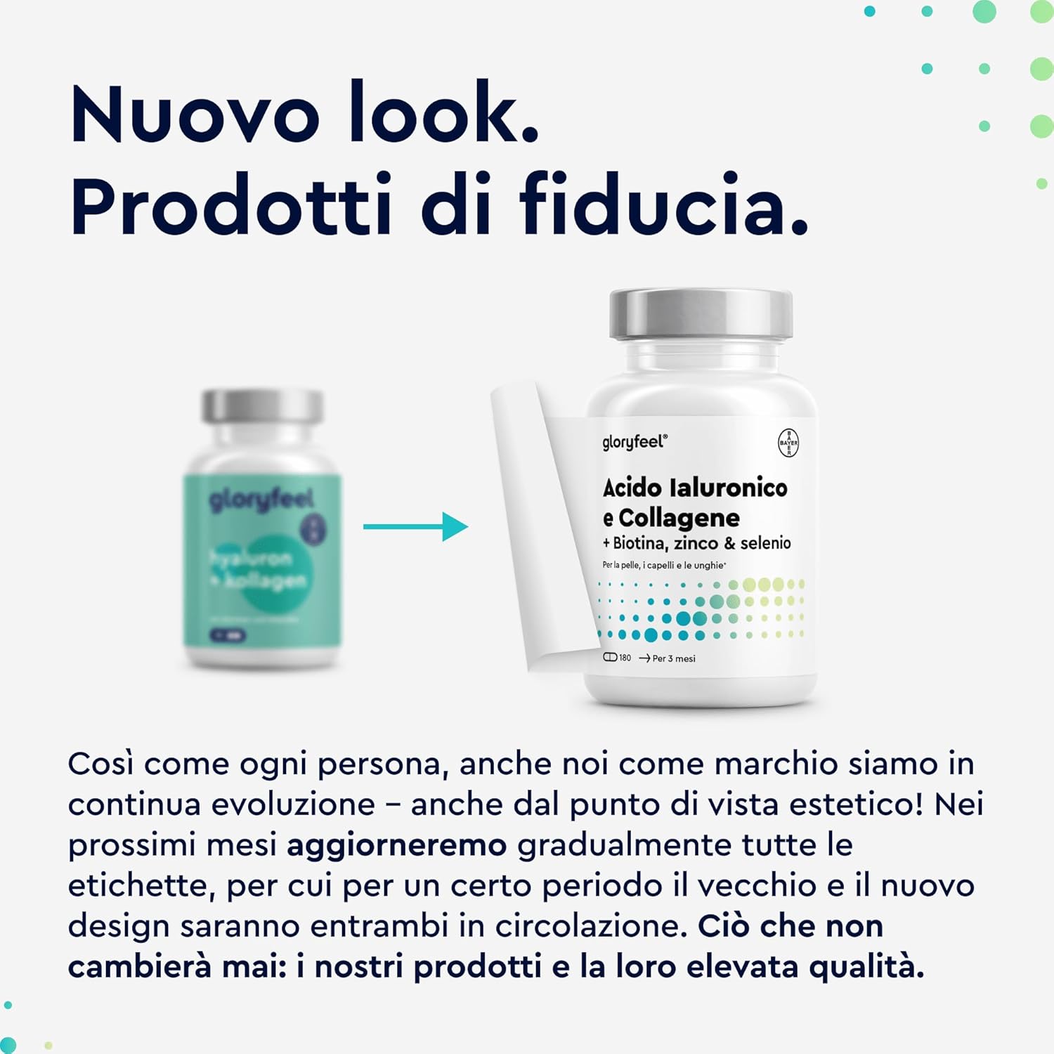 Thumbnail 1 de Collagene e Acido Ialuronico Integratore 180 Capsule – GloryFeel: collagene idrolizzato 1000 mg + acido ialuronico 200 mg, con Vitamina C, Biotina, Zinco e Selenio