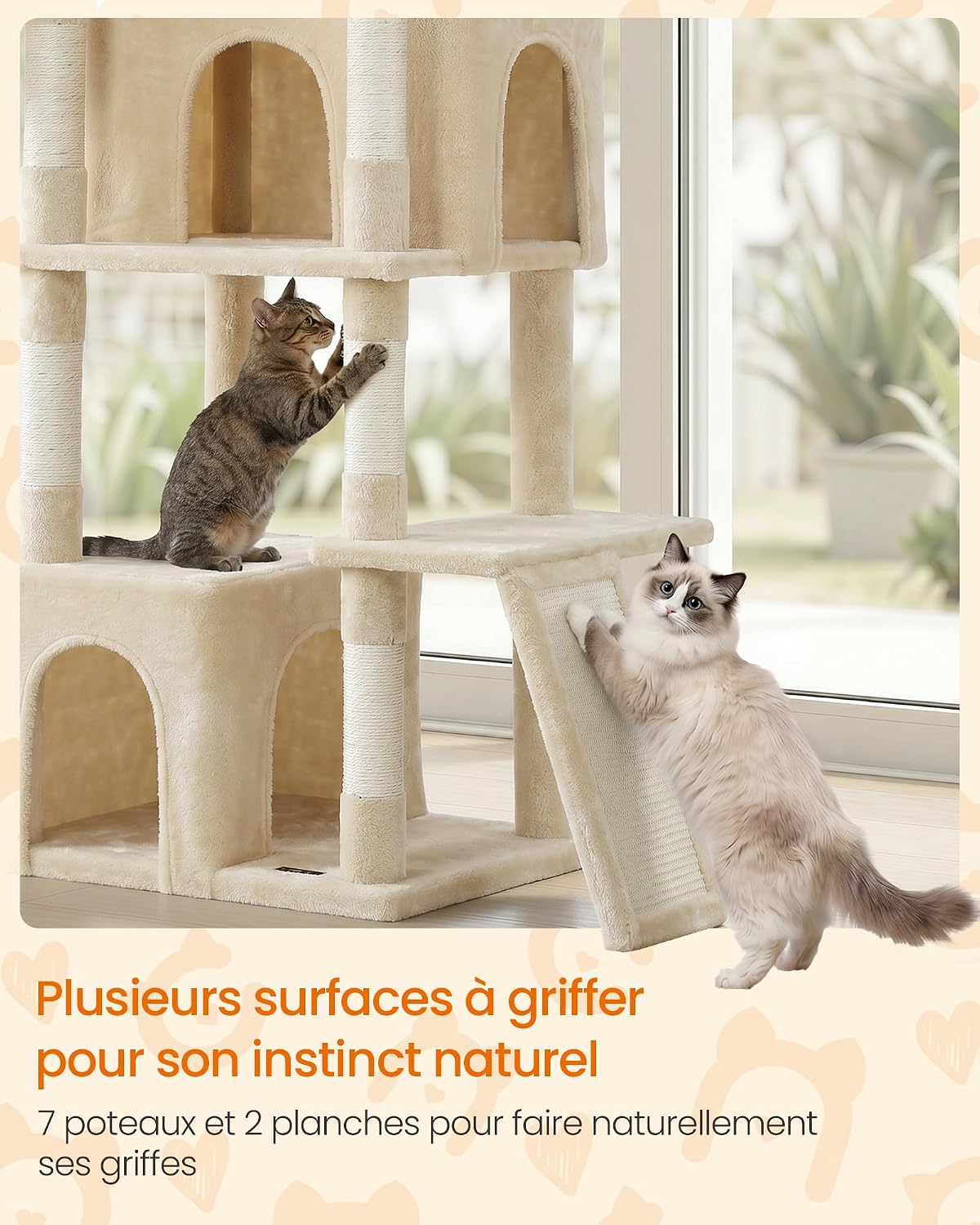 Detalle de Feandrea Arbre à Chat Haut 184,5 cm — Grandité et stabilité pour chats d’intérieur