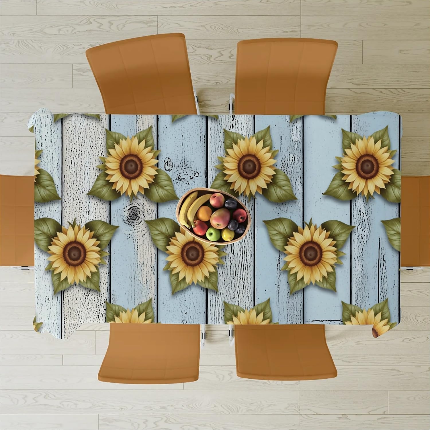 Thumbnail 6 de artslion Rectangle Waterproof 60x84in Wipeable Table Cover – Sunflowers on Blue, Non-PVC Fabric