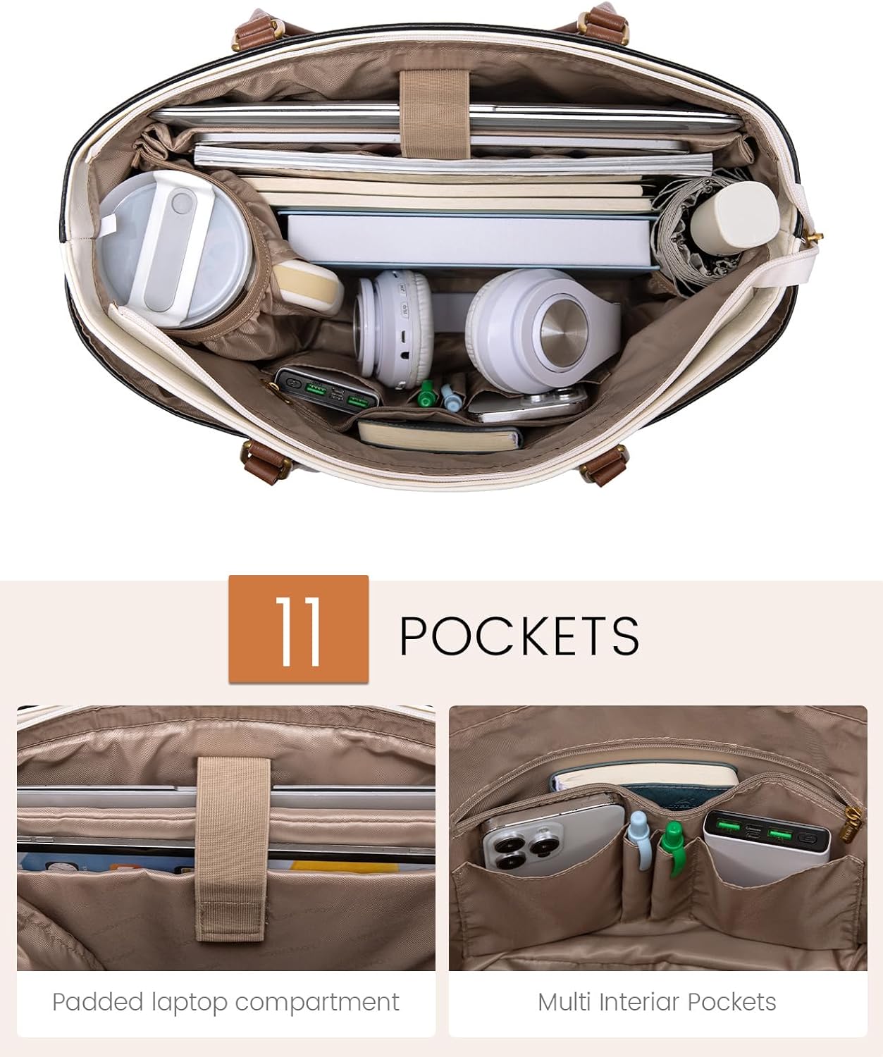 Detalle 2 de LOVEVOOK Laptop Handbags for Women: Large Tote with 11 Pockets and Vegan Leather