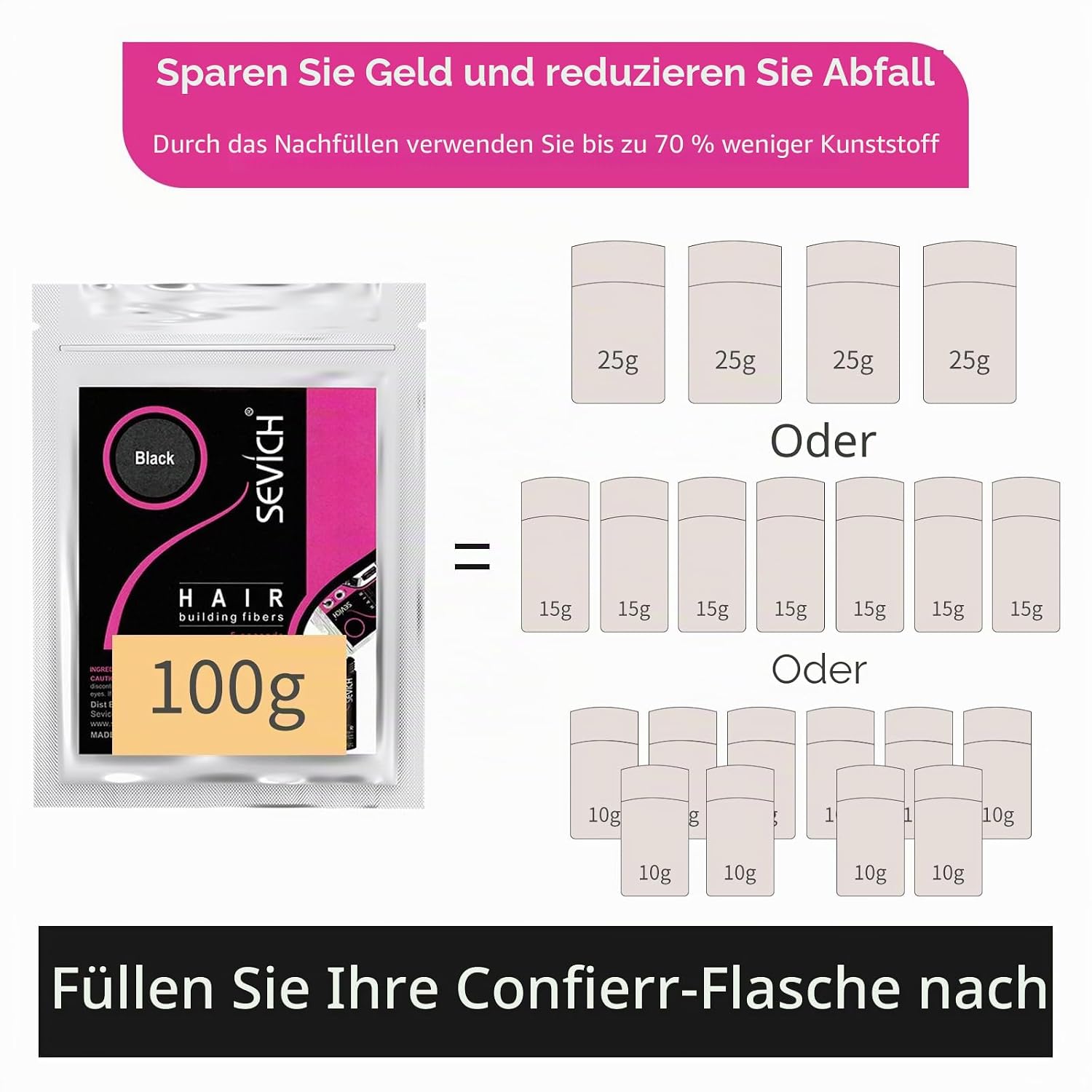 Thumbnail 1 de Haarfasern für Haaraufbau, 100 g dunkelbraun