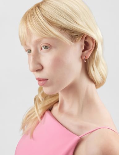 Detalle de Swarovski Pendientes de aro Mini Hoop: aro redondo en tono oro con pavé de cristales rosas