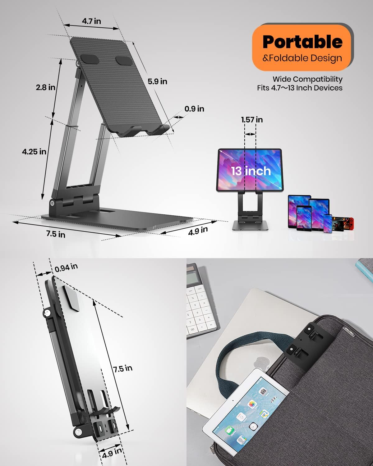 Detalle 2 de Klearlook Portable Tablet Stand for 4–13" devices