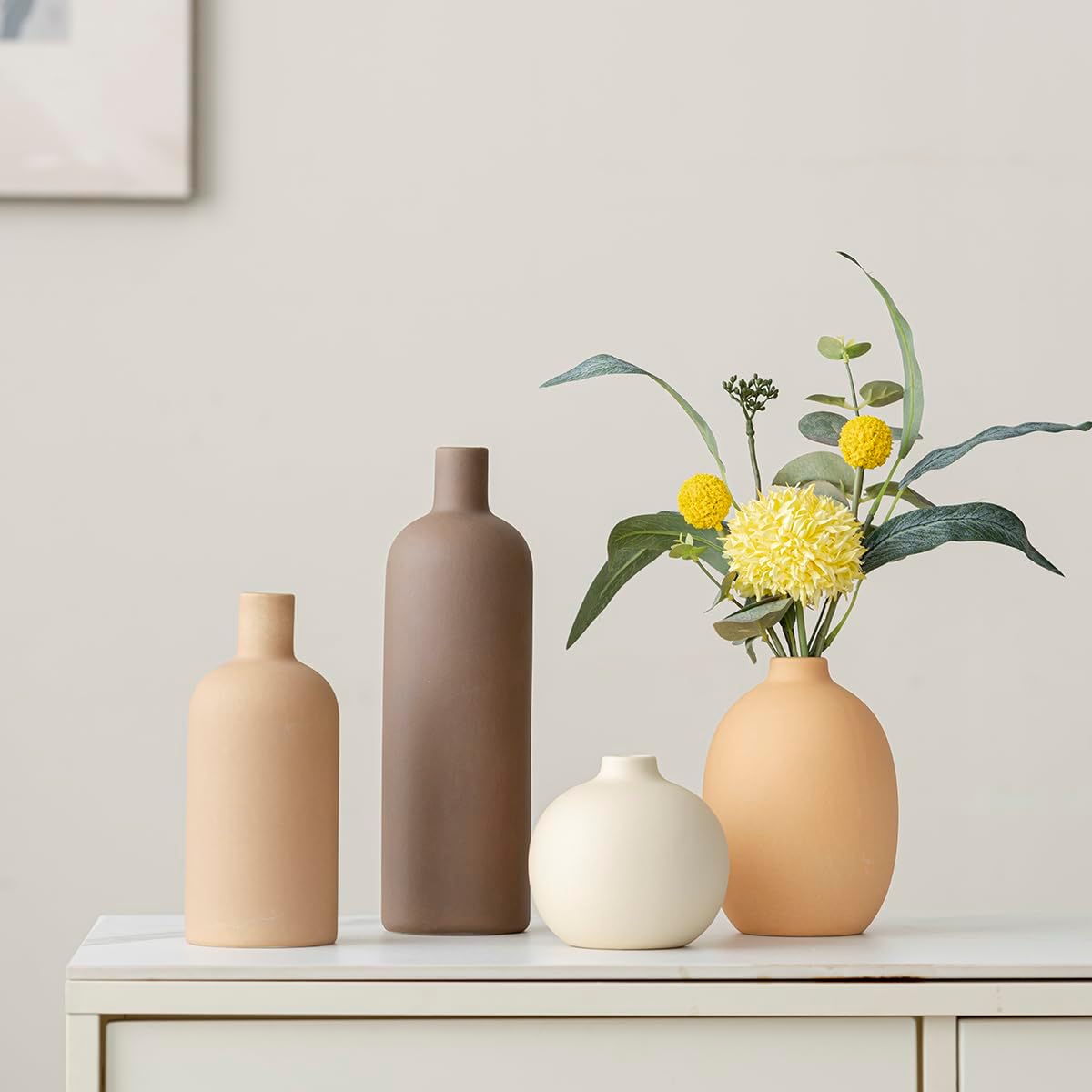 Detalle 2 de Lot 4 vases céramique Morandi 9,5‑25 cm