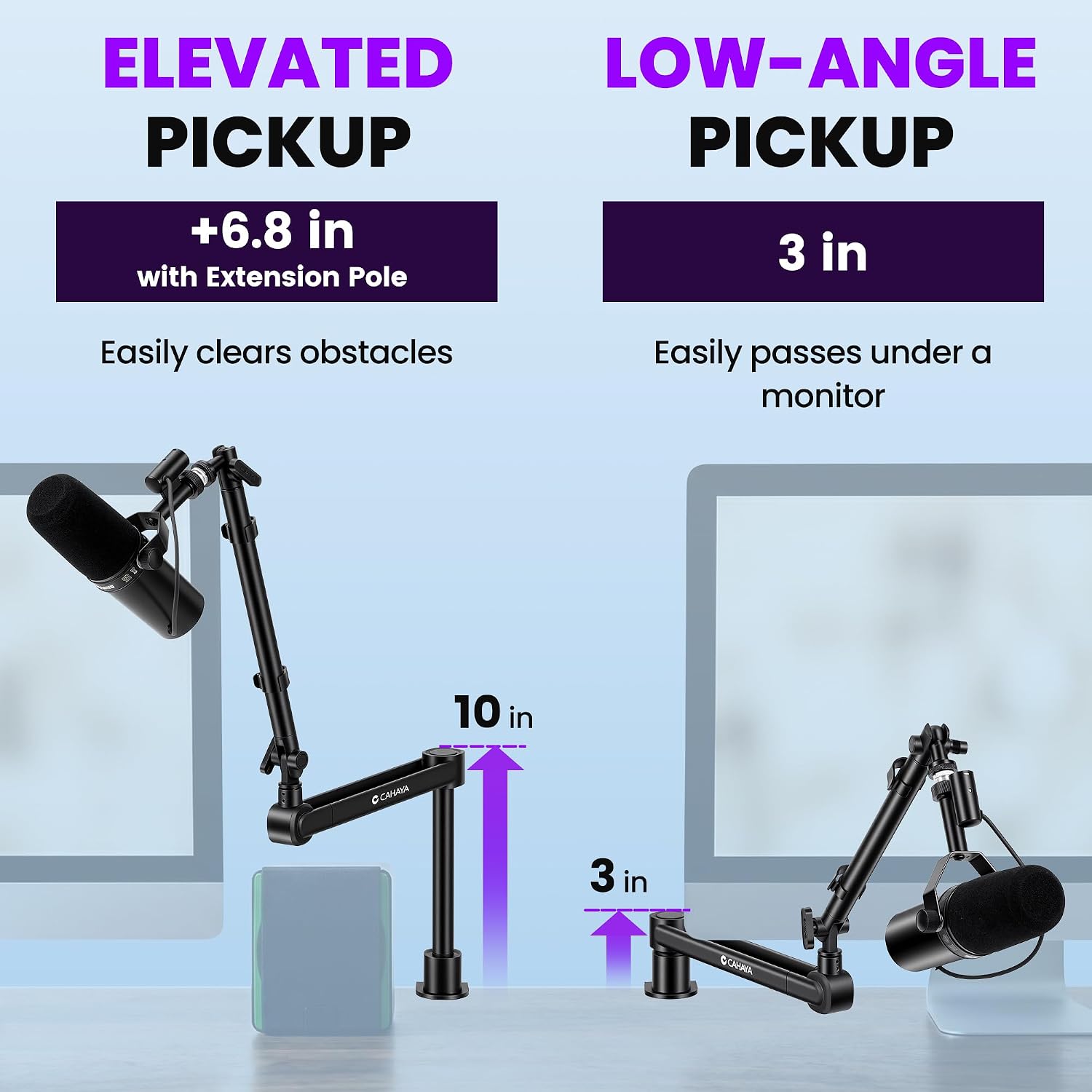 Detalle 2 de CAHAYA US-CMC0500 Low-Profile Desk-Mount Mic Arm, 5.5 lb Capacity