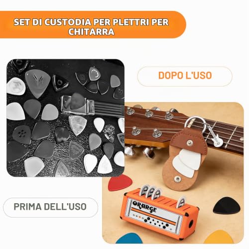 Detalle 2 de Letuxaamz Porta Plettri per Chitarra: Organizer Stile Ampli con 9 Scomparti e Custodia in Pelle Marrone