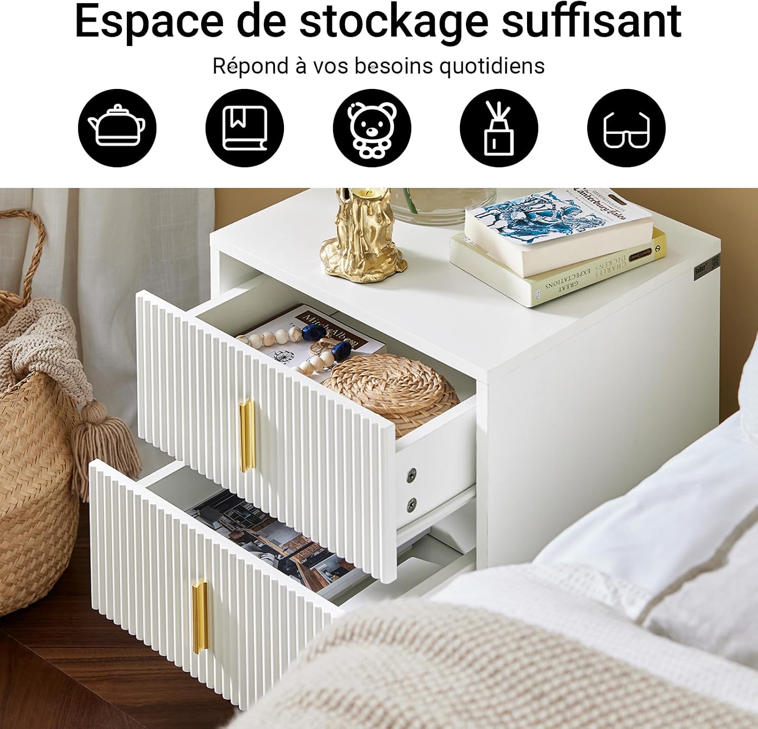 Thumbnail 3 de SoBuy FBT115-Wx2 table de chevet 2 pièces