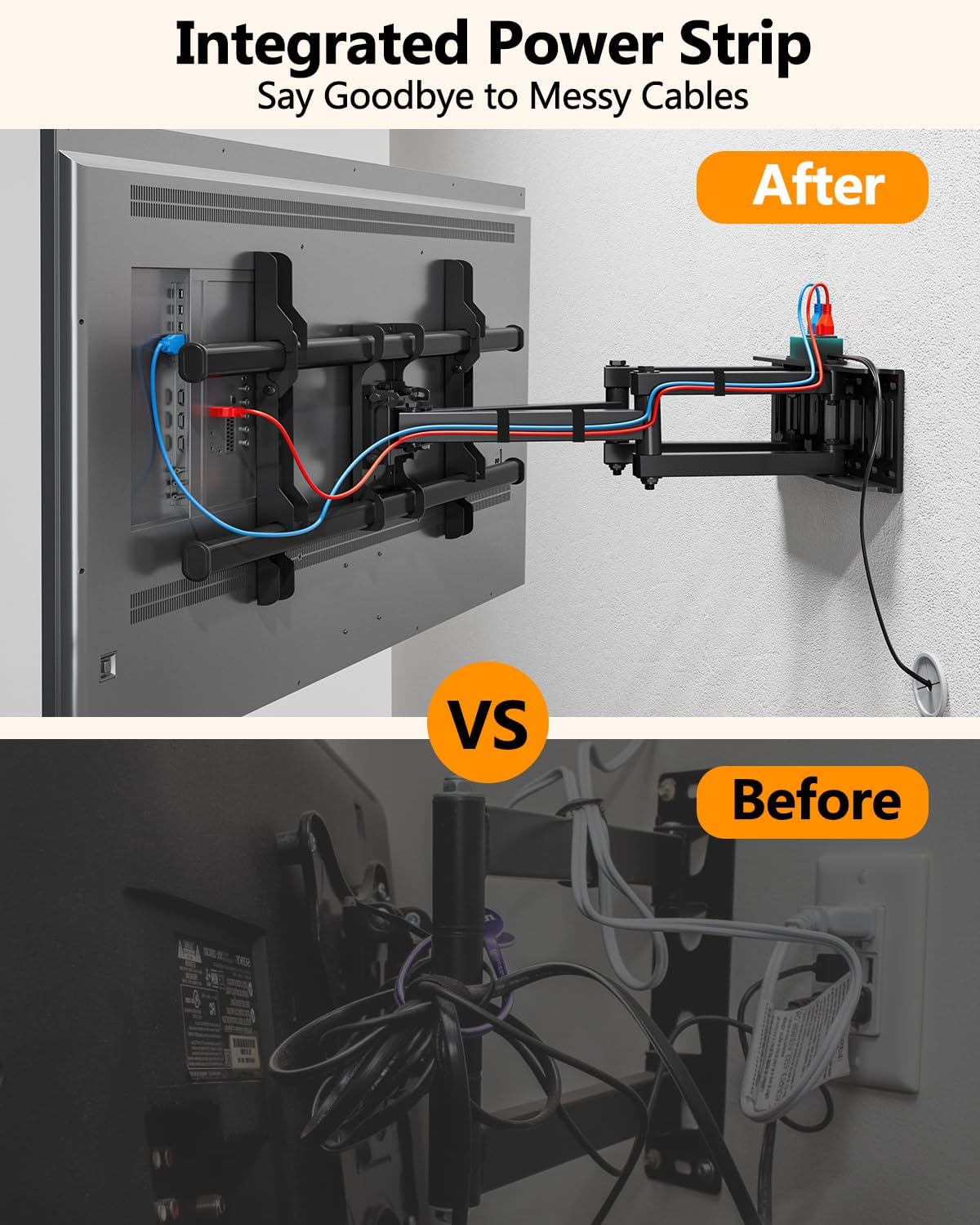 Thumbnail 1 de FORGING MOUNT Full Motion TV Wall Mount with Integrated Power Outlets for 42–90" Screens