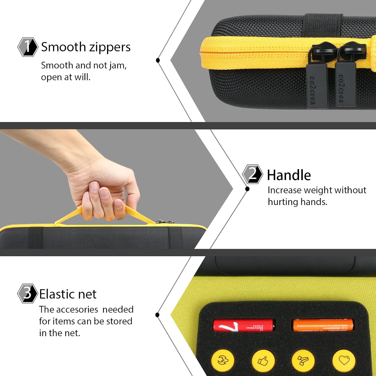 Detalle 1 de co2CREA 20224131531 Hard Case for Logitech POP Keys Keyboard, Black/Yellow
