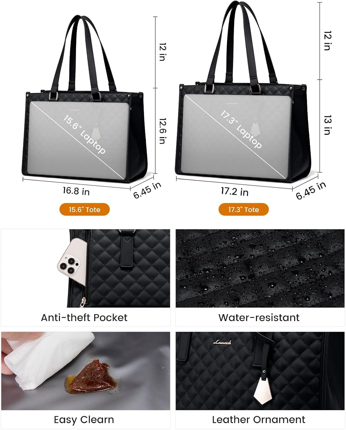Thumbnail 5 de LOVEVOOK 15.6" Lunch Tote Bag with Insulation