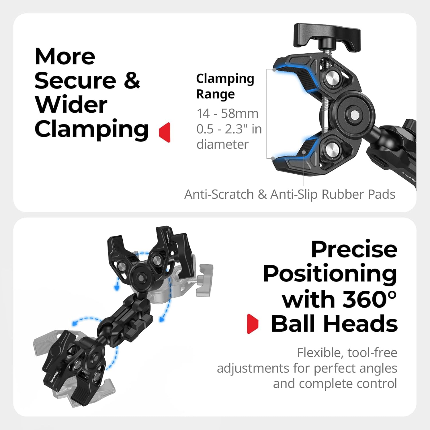 Thumbnail 3 de SmallRig Kit di supporto moto per fotocamera 360°: stabilità e versatilità su manubri e superfici cilindriche