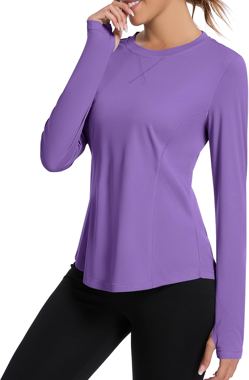 Detalle de Avoogue Women UPF 80+ UV Long Sleeve Shirt with Thumb Holes – Quick Dry Athletic Top