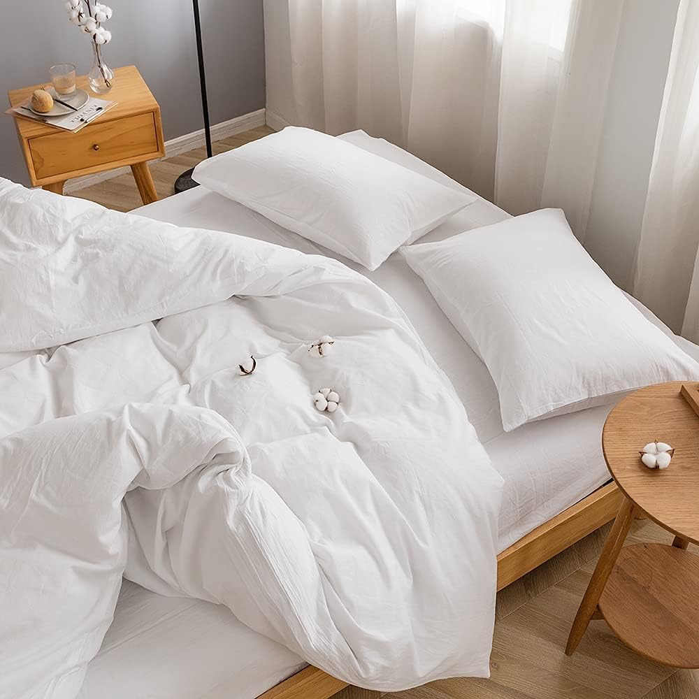 Thumbnail 1 de FACE TWO FACE Bedding King Duvet Cover Set in 100% Washed Cotton (White)
