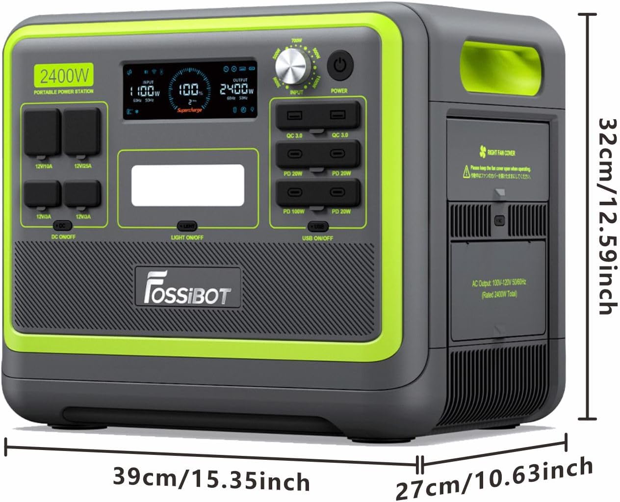 Detalle 2 de FOSSIBOT F2400 Portable Power Station 2048Wh ⌁🔌